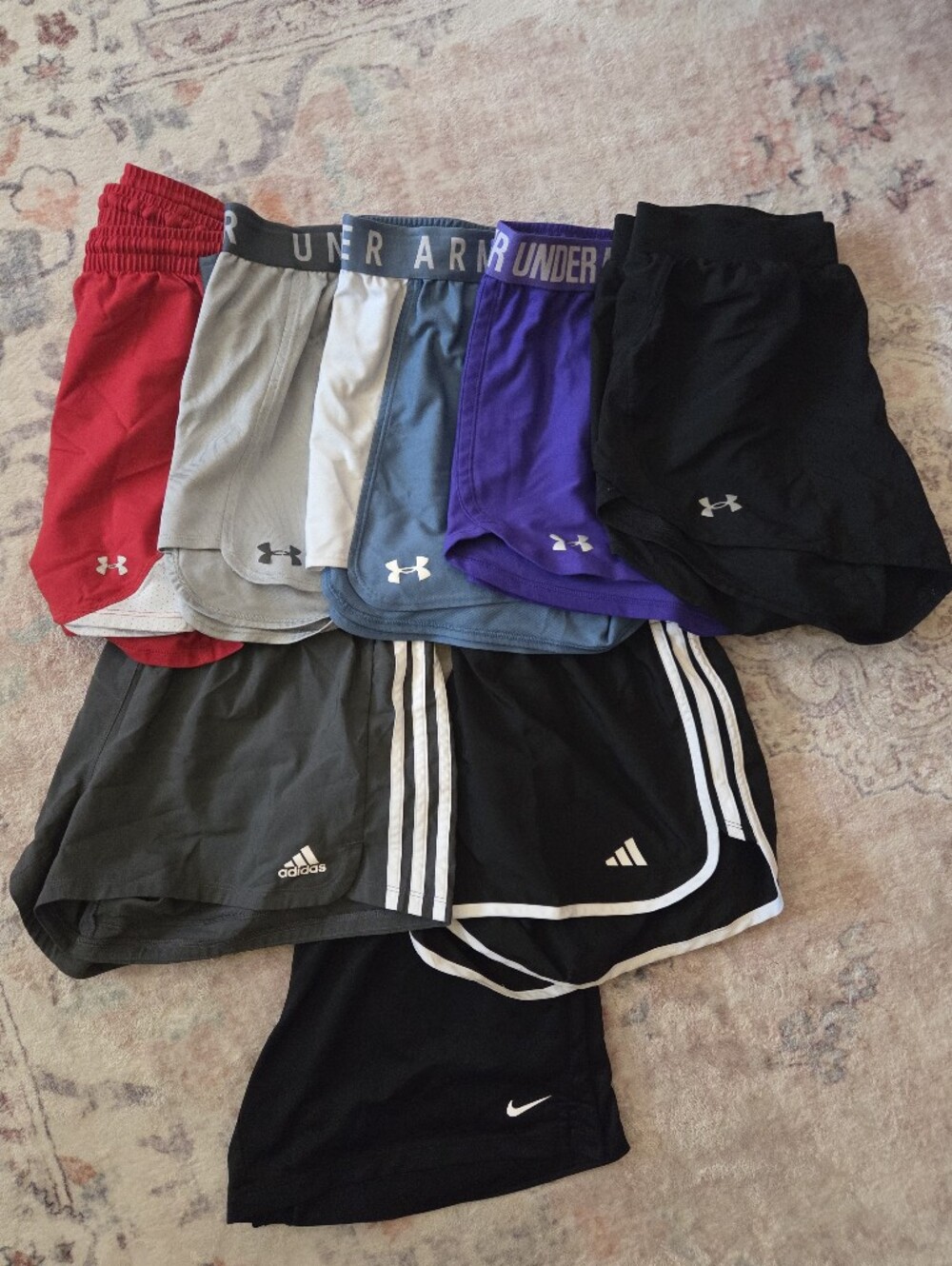 Bundle Of 8 Womens Athletic Shorts 5 Under Armour, 2 Adidas, 1 Nike Size Smalls